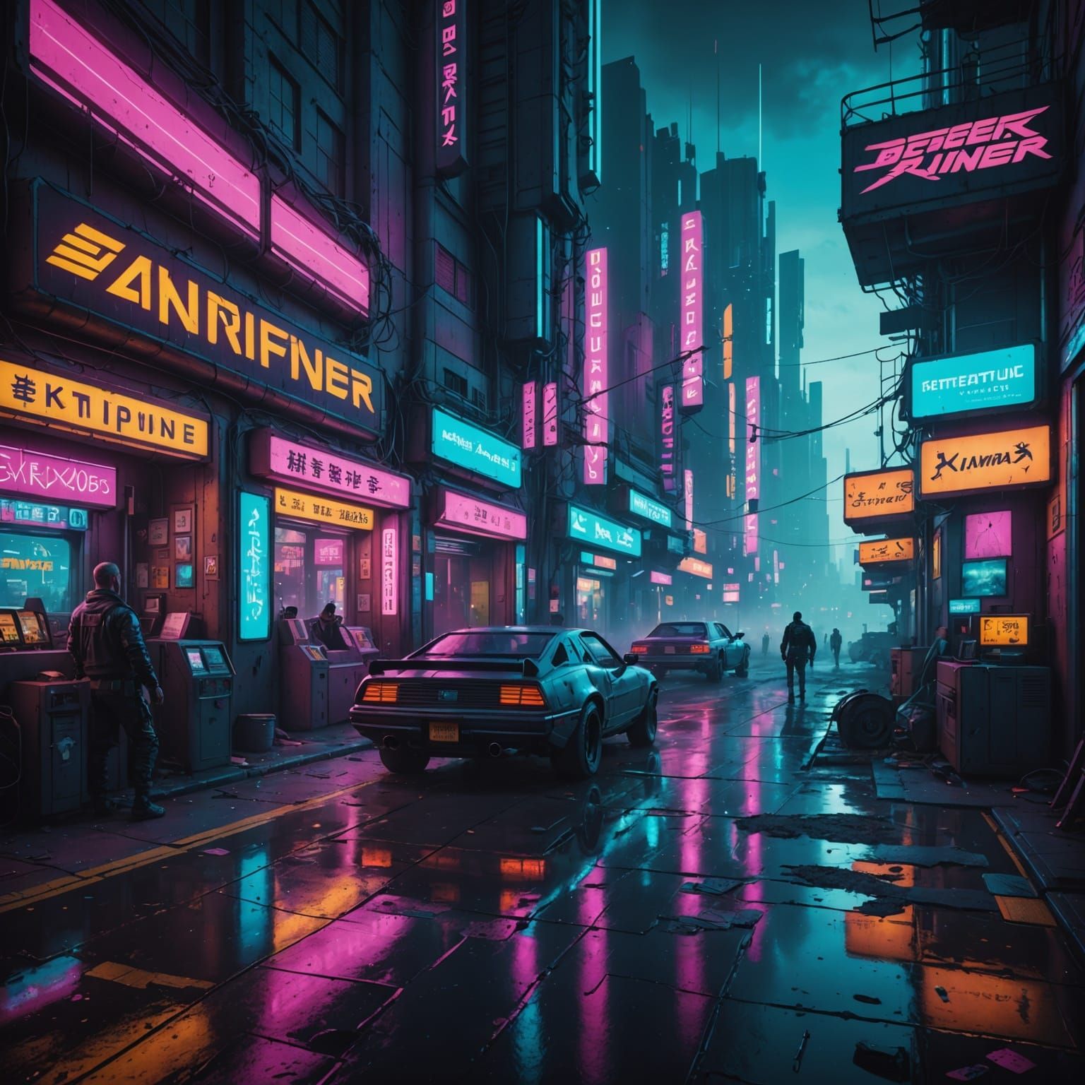 Cyberpunk Splash Screen in Neon Retro Aesthetic