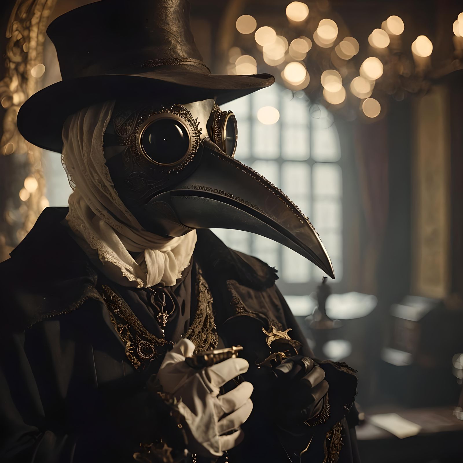 Victorian Gothic Plague Doctor Cinematic Portrait