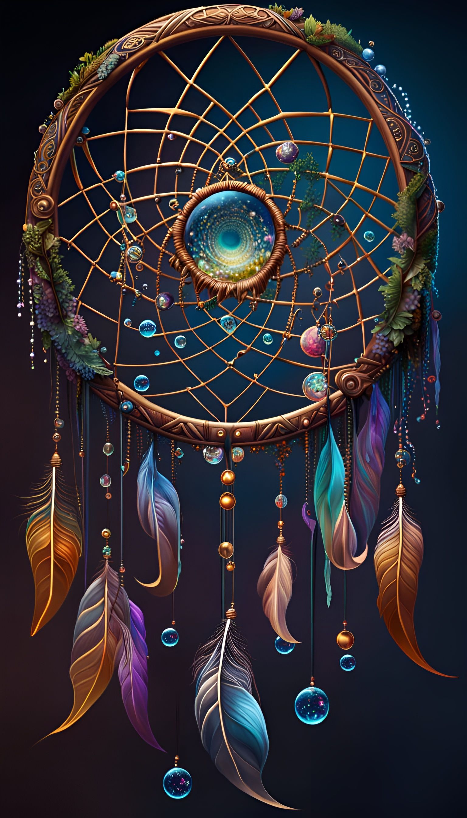 Detailed Dreamcatcher Capturing Dreams in Soap Bubbles