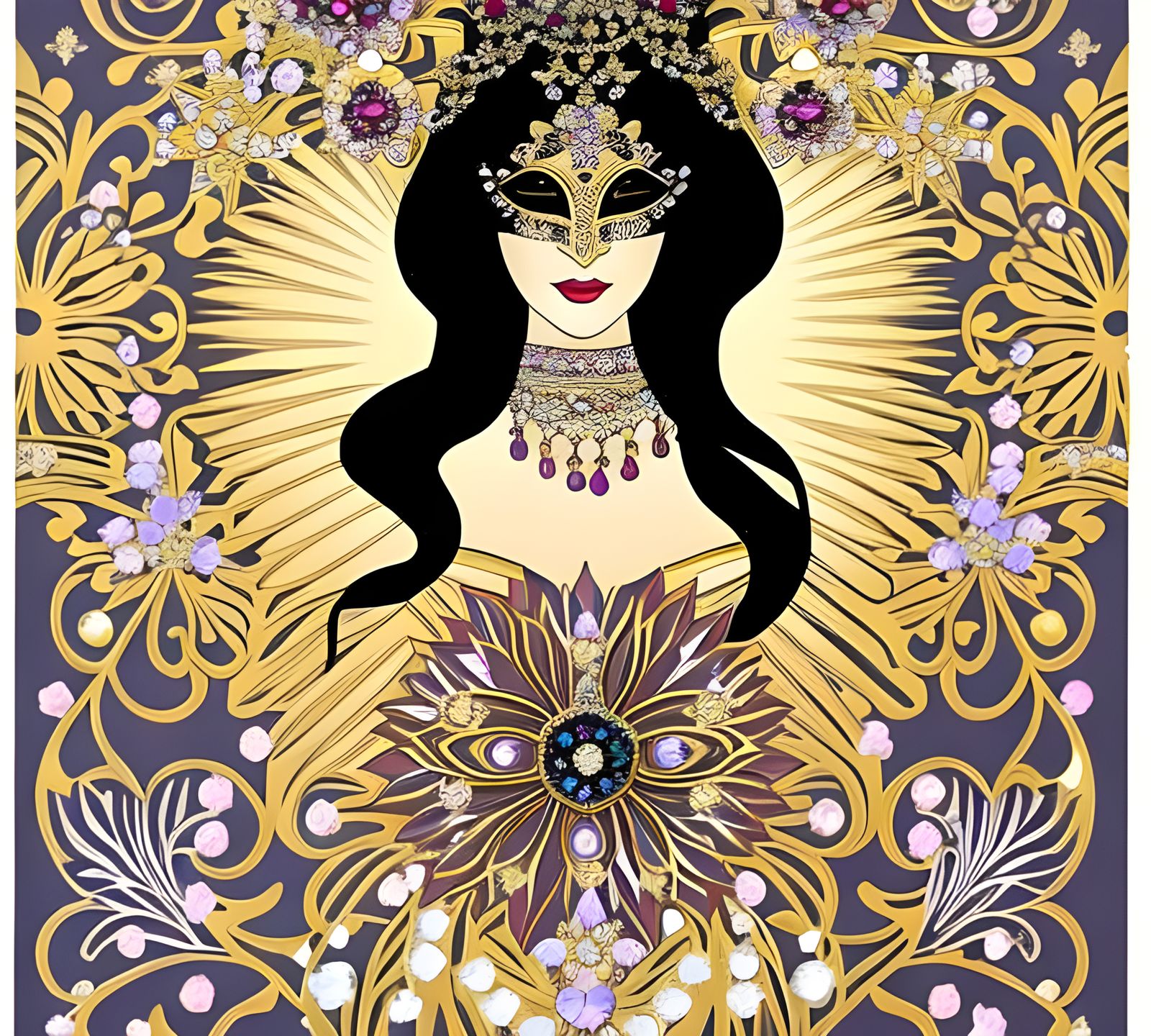 Masked Fairy with Floral Masquerade Mask