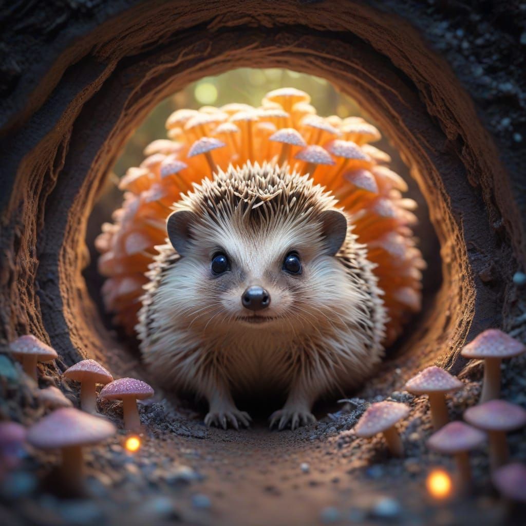 Hedgehog's Surreal Journey Through Fractal Tunnel