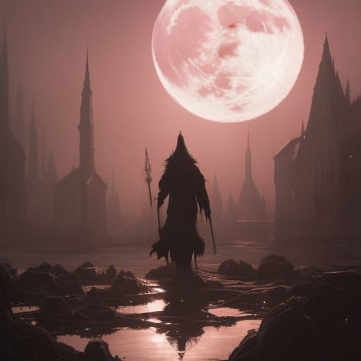 Vampire Under Full Moon: Dark Fantasy Concept Art