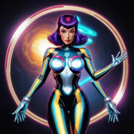 Retro Sci-Fi Space Rider in Cyberpunk Style