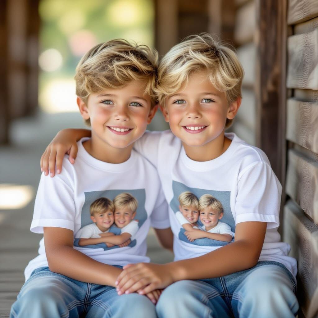 Twin Boys Hugging in Candid Photography Style