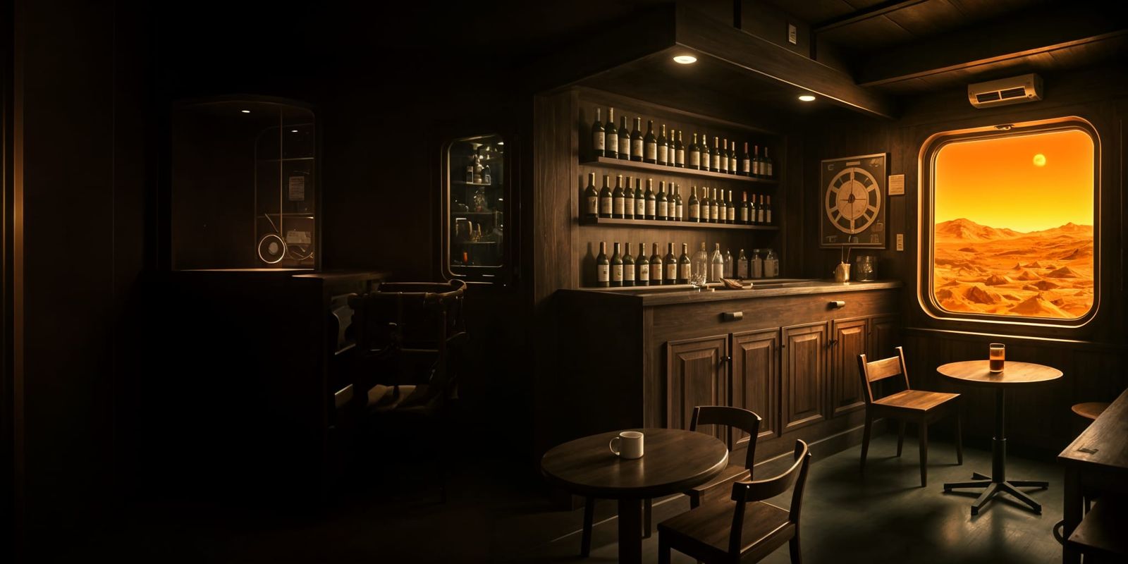 Mars Space Port Tavern Cubicle with Planet View