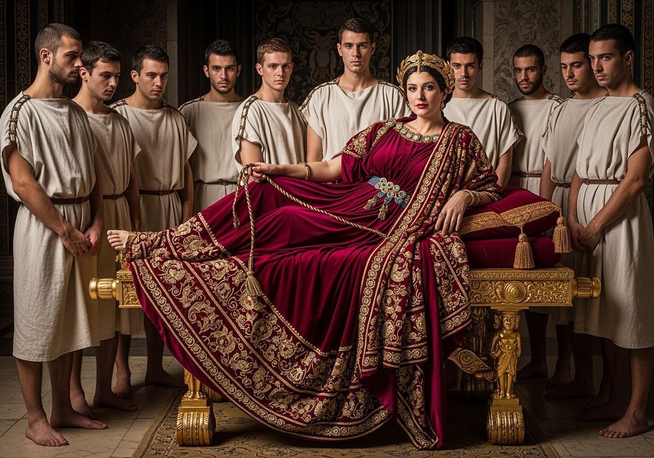 Roman Empress on Golden Litter, Vibrant Colors