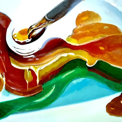 Syrup Waterfall: Detailed Gouache Painting