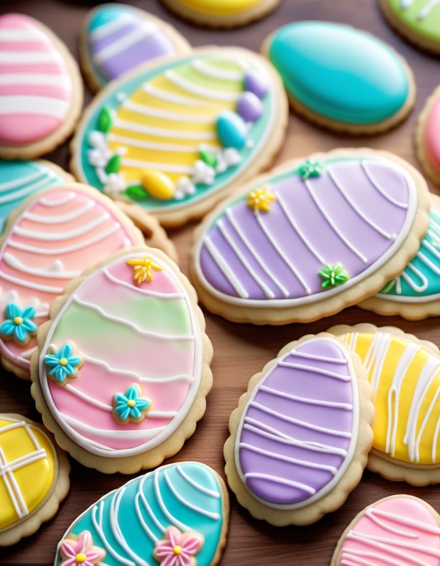 Detailed Easter Egg Cookies Still Life