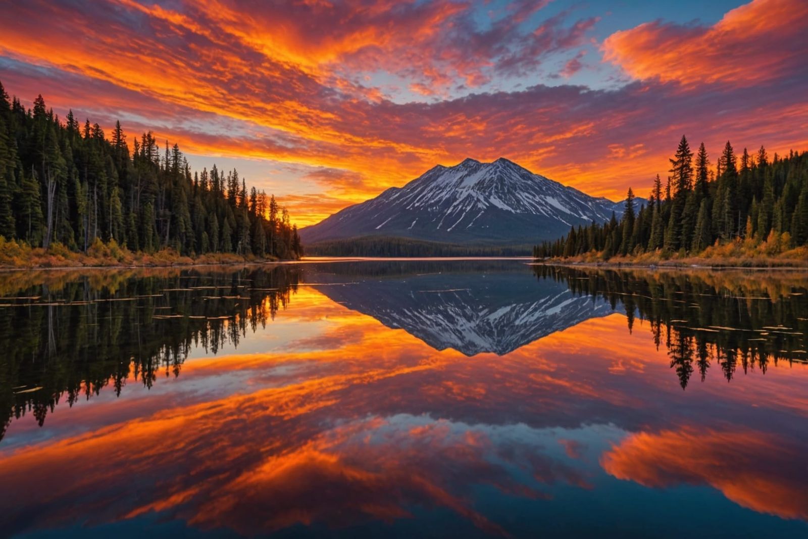 Vibrant Sunset Over Lake: A Kaleidoscopic Masterpiece