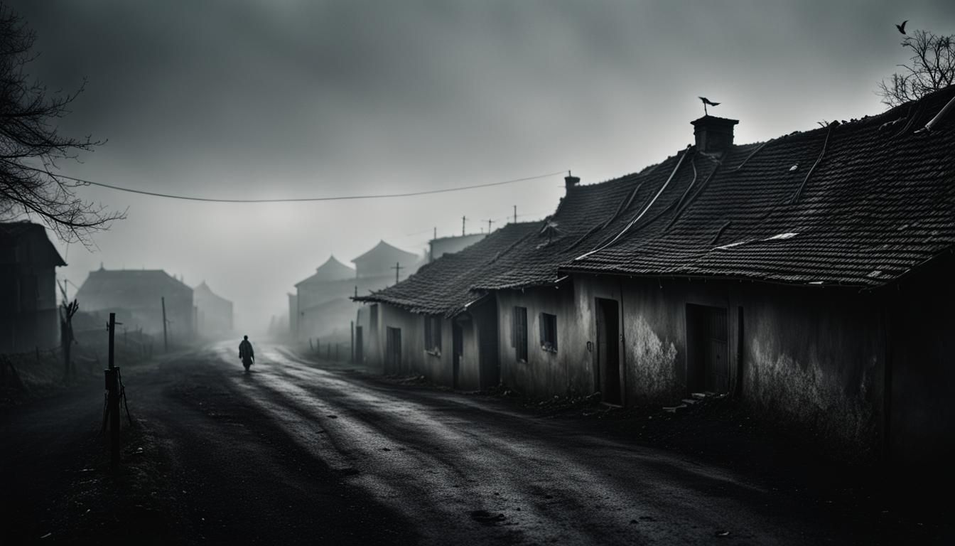 Eerie Haunted Village in Silent Hill Style