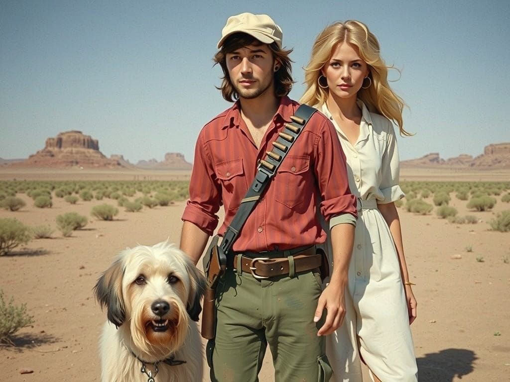 Lonely Survivor Walks Post-Nuclear Desert with Dog