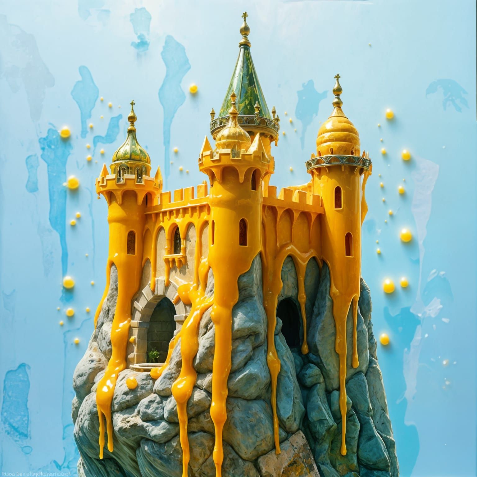 Transparent Honey Castle Dripping in Liquid Nature, Impasto ...