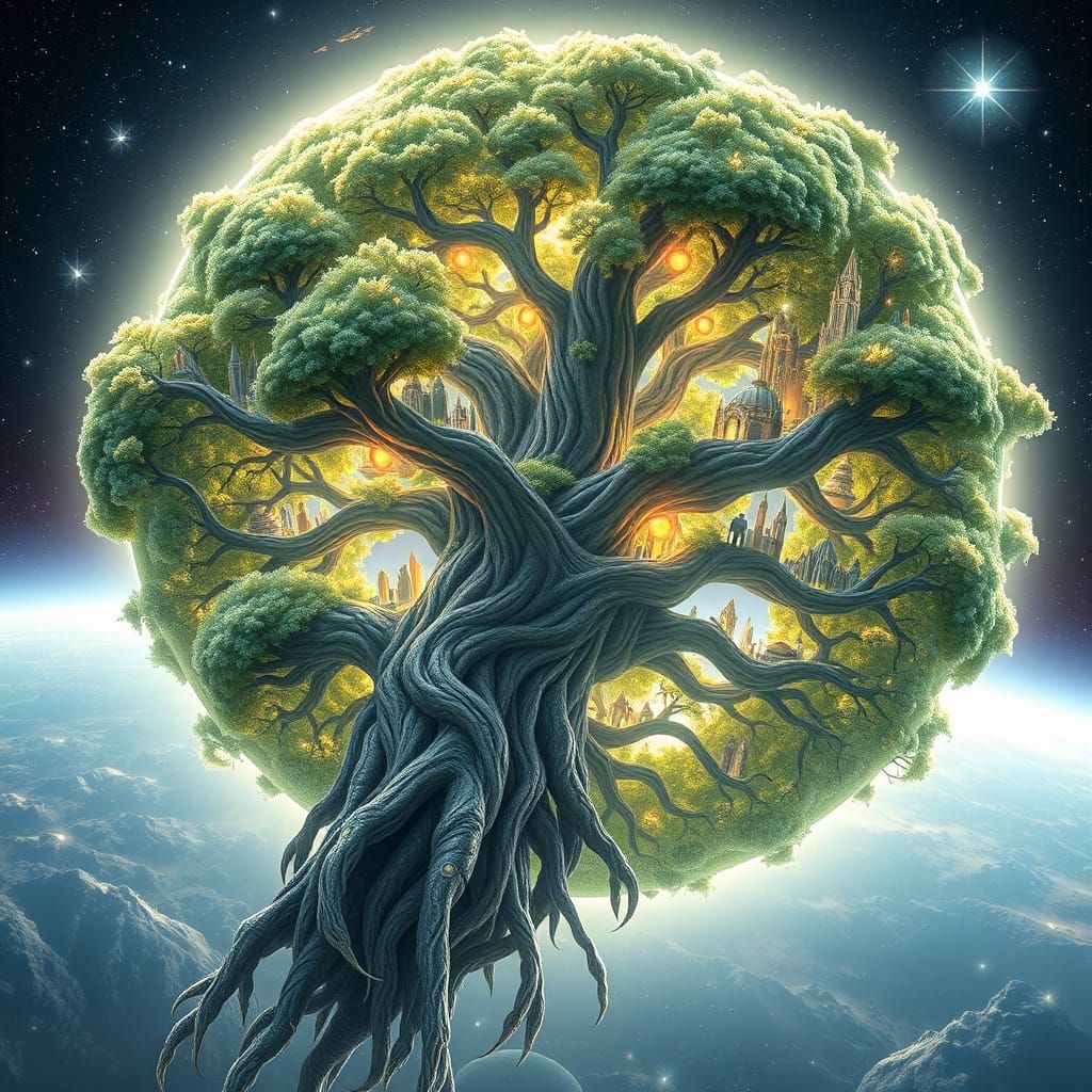 Majestic World Tree Floats Serenely in Space