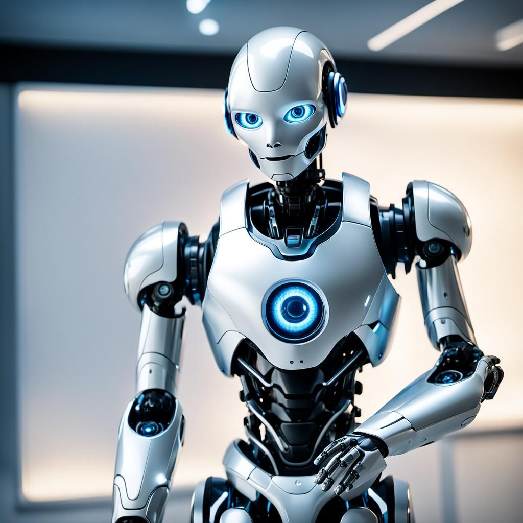 Futuristic Humanoid Robot with Glowing Accents