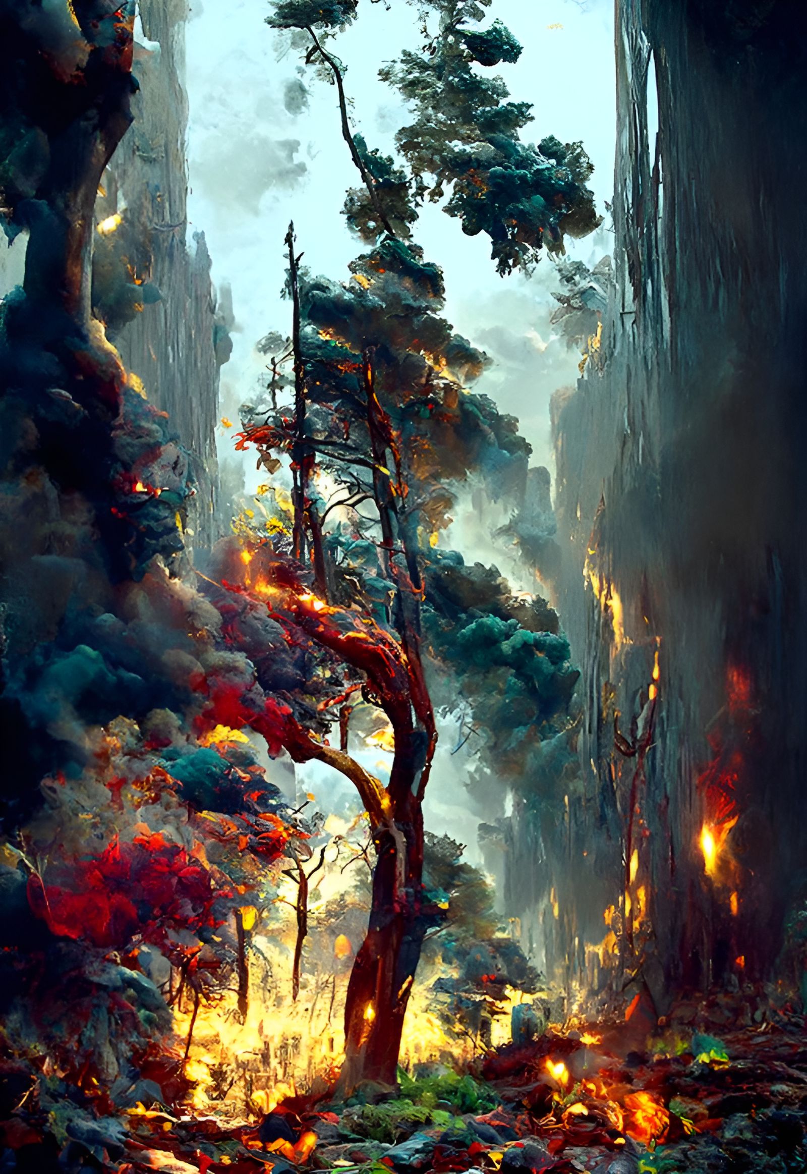 Inferno: A Mountain Forest Fire Landscape