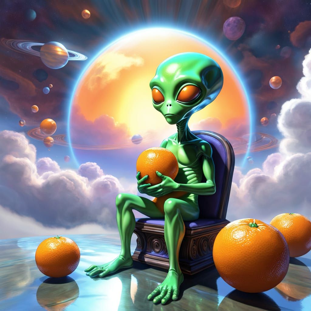 Alien Father and Baby in Candy Art Style