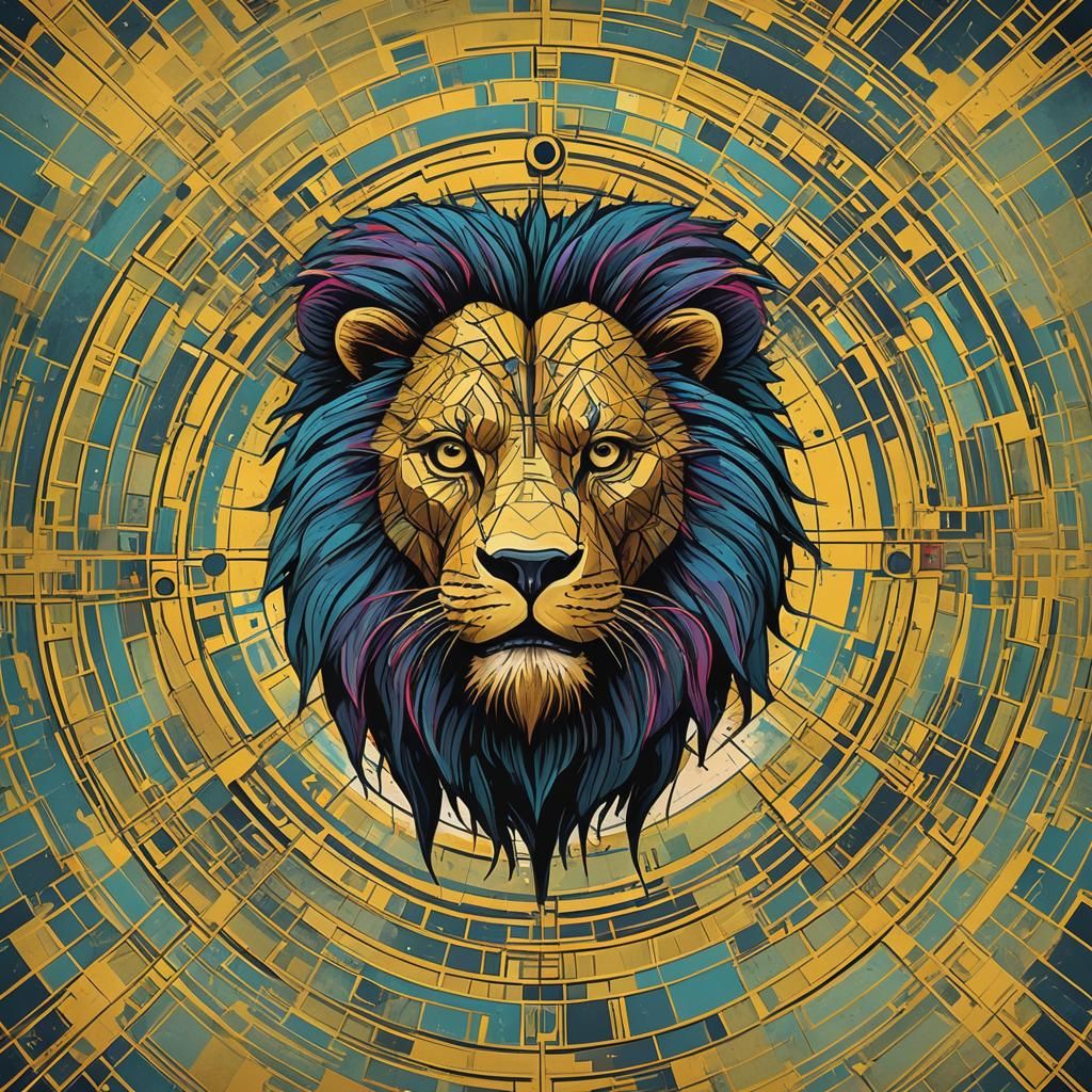 Geometric Beast Unleashed: Pop Art Screen Print