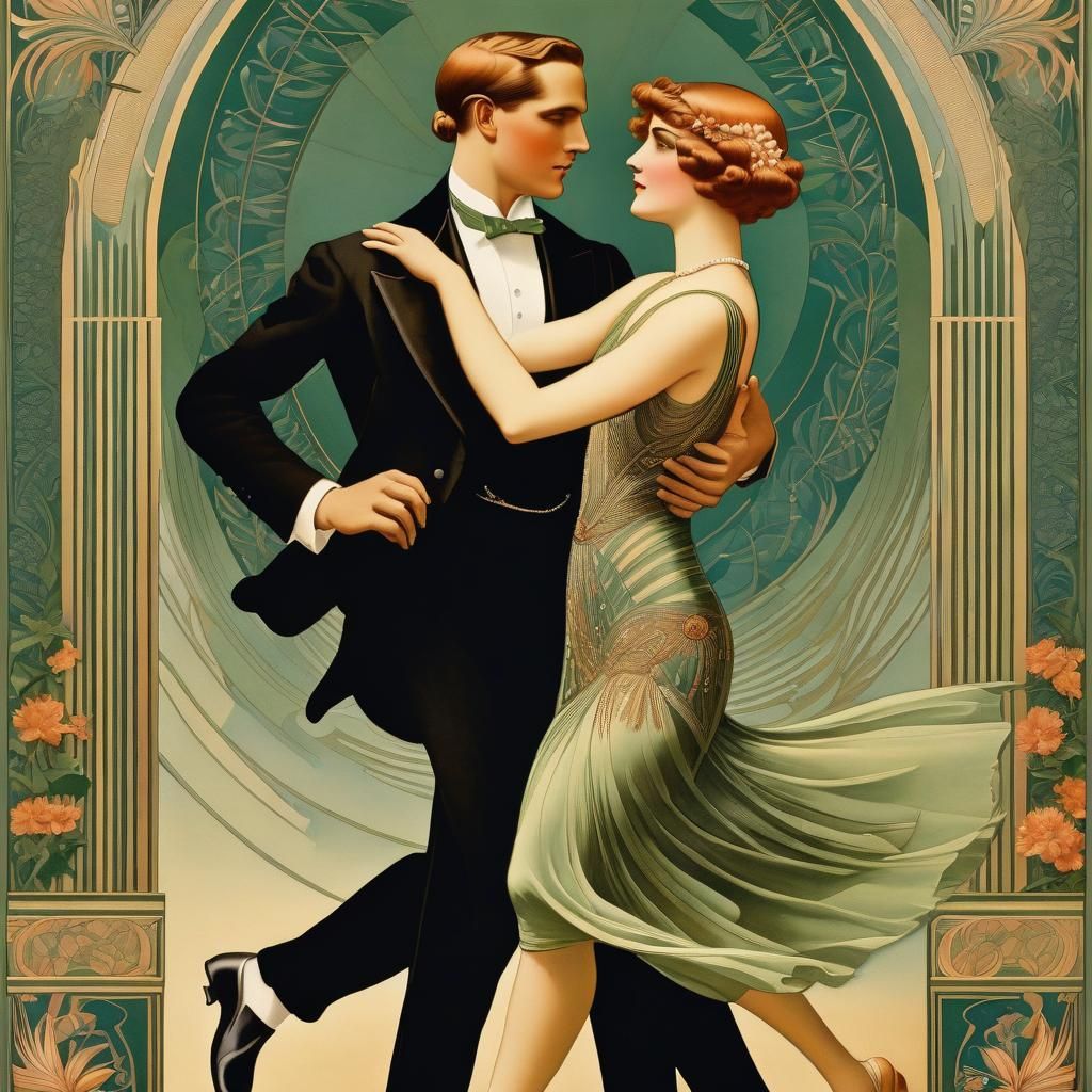 Art Deco Couple Dancing the Charleston