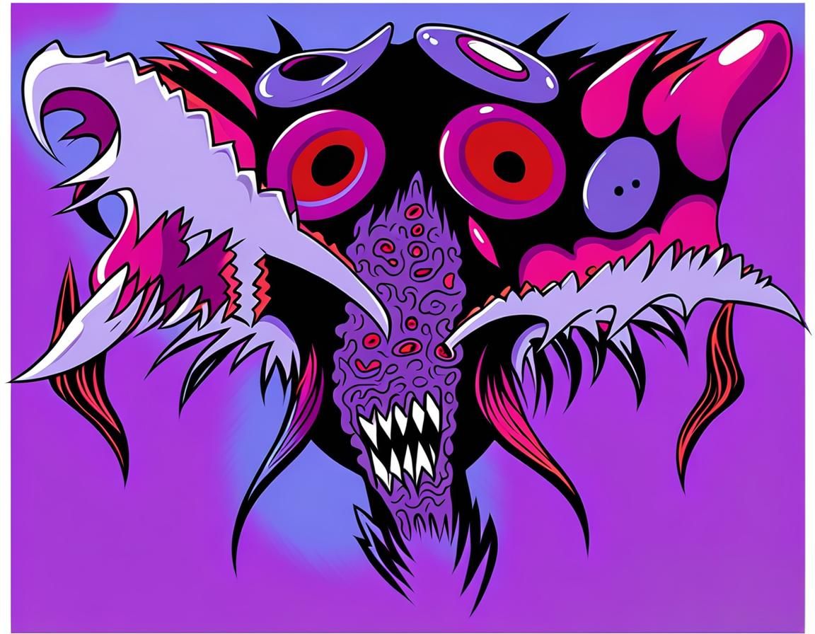 Eldritch Ghost in Gory Mask, Surrealist Pop Art
