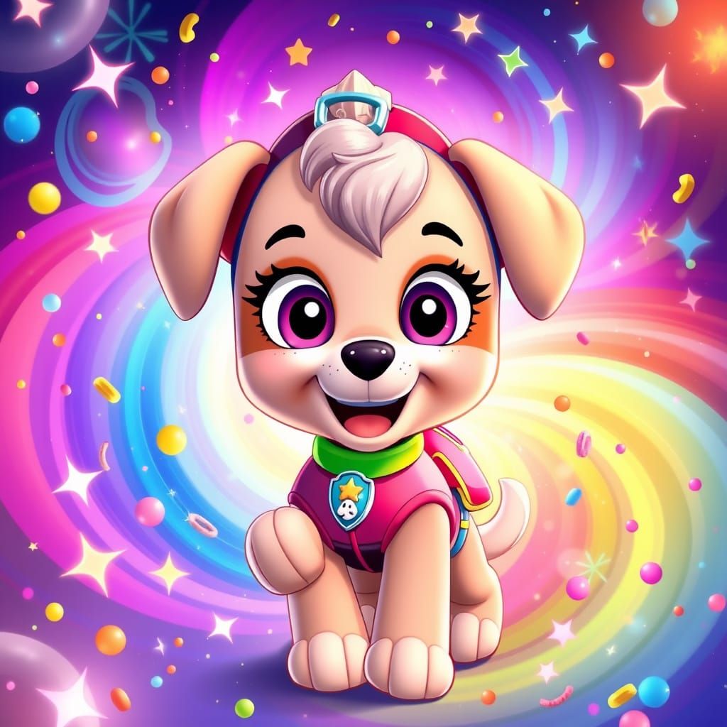 Skye from Paw Patrol in Vibrant Anime Style