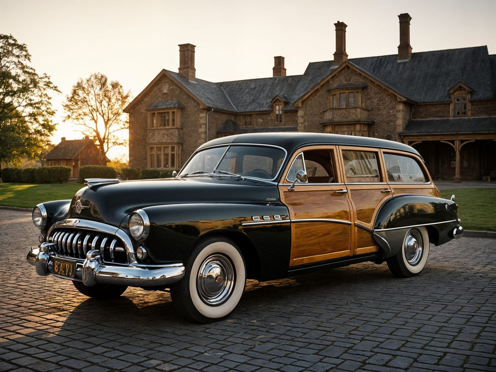 Classic 1949 Buick Roadmaster Estate Wagon at Sunset