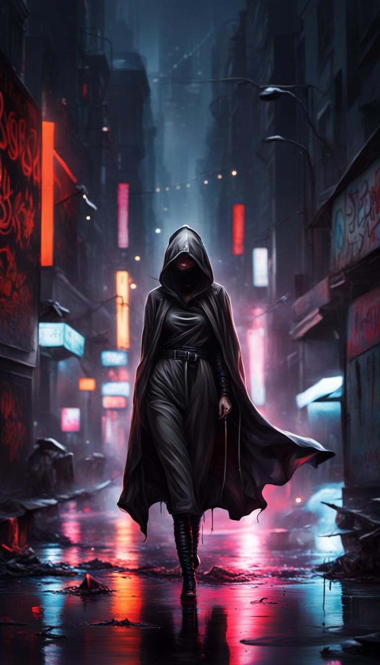 In un futuro dispotico uno strano personaggio vaga nell'oscurità più profonda