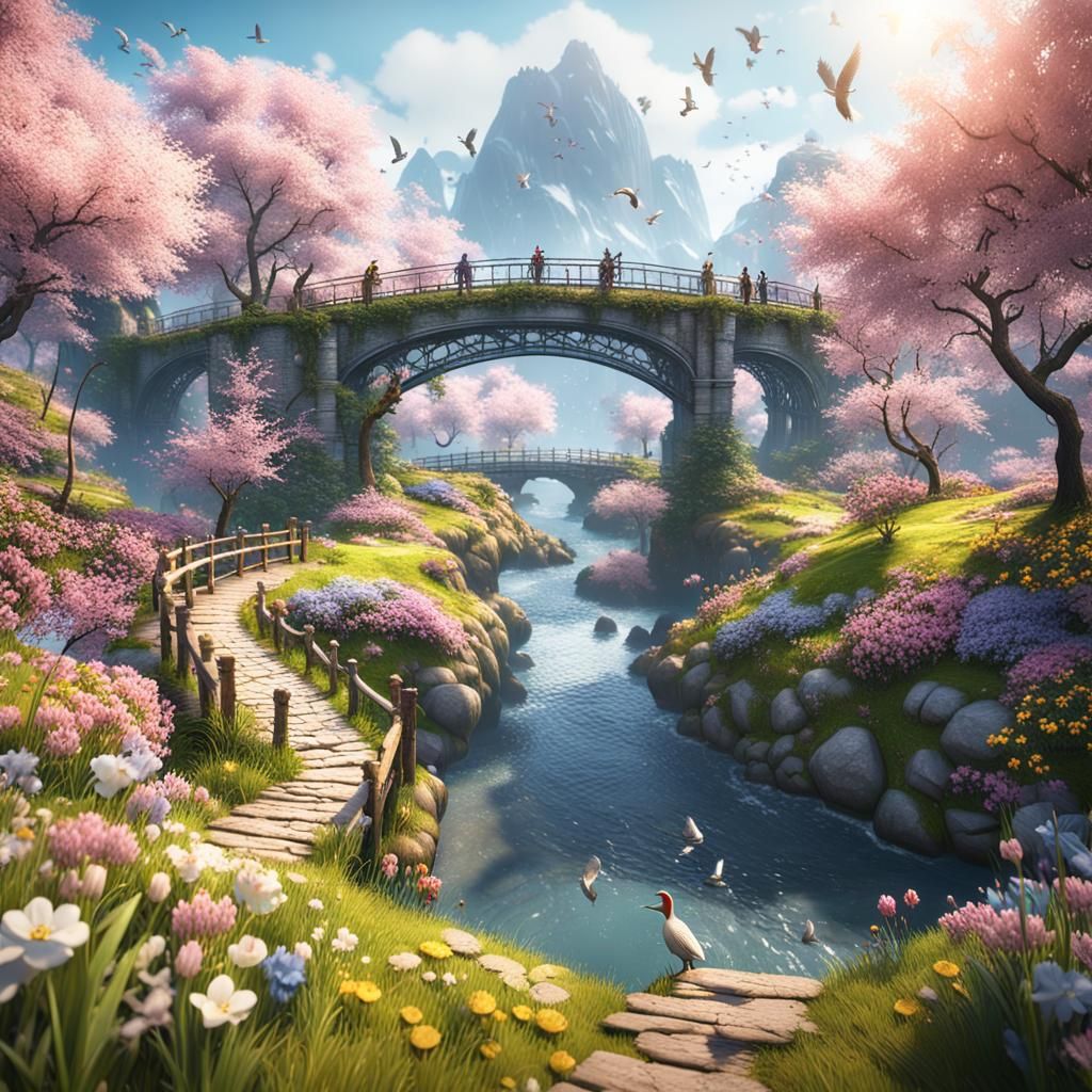 Epic Spring Gaming World in 3D