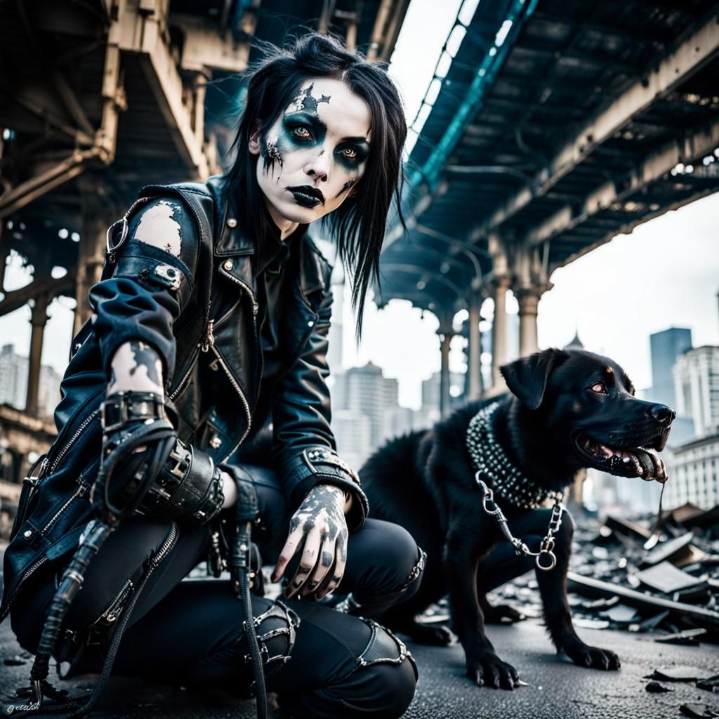 Gothic Model in Decayed Inner City Portrait