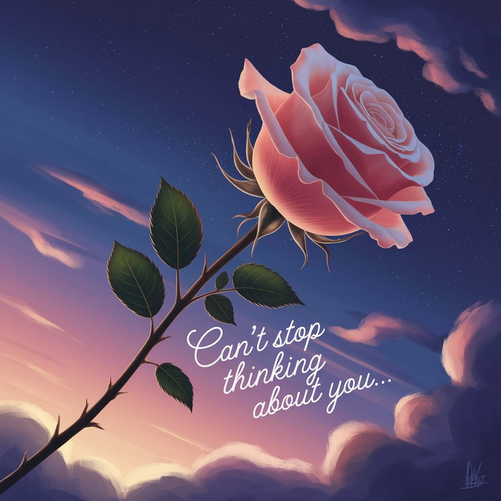 Rose Against Twilight Sky: A Digital Art Dream