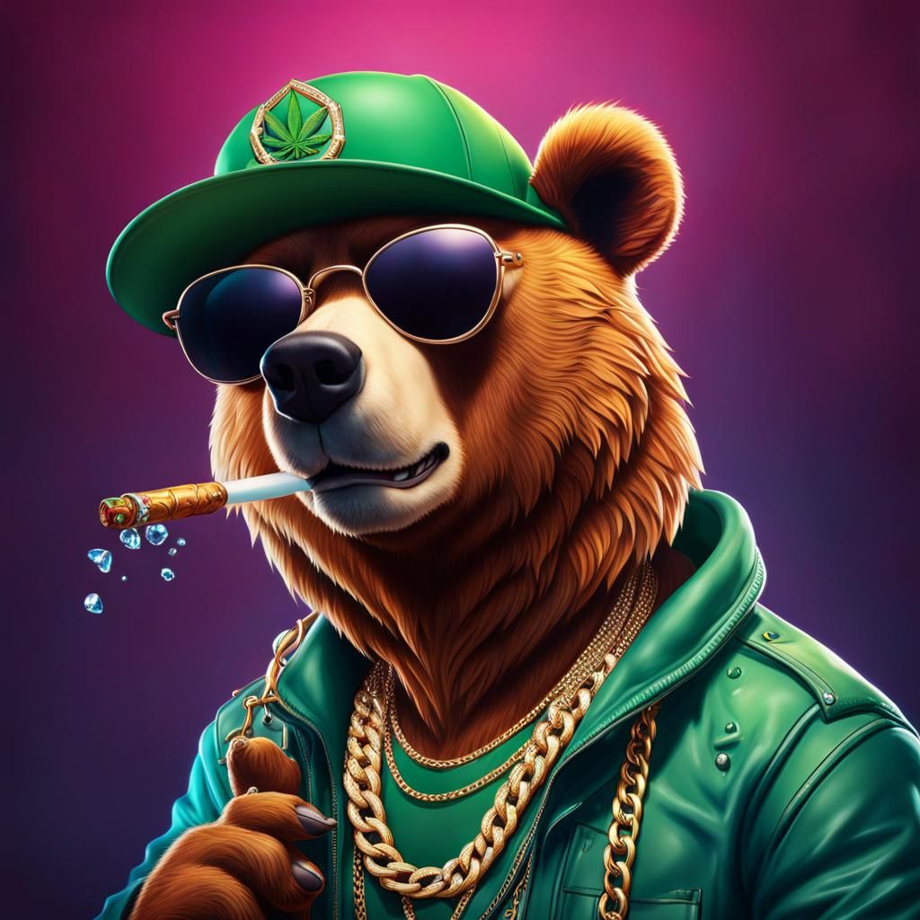 Cartoon Bear Smokes: Animated Cannabis Art
