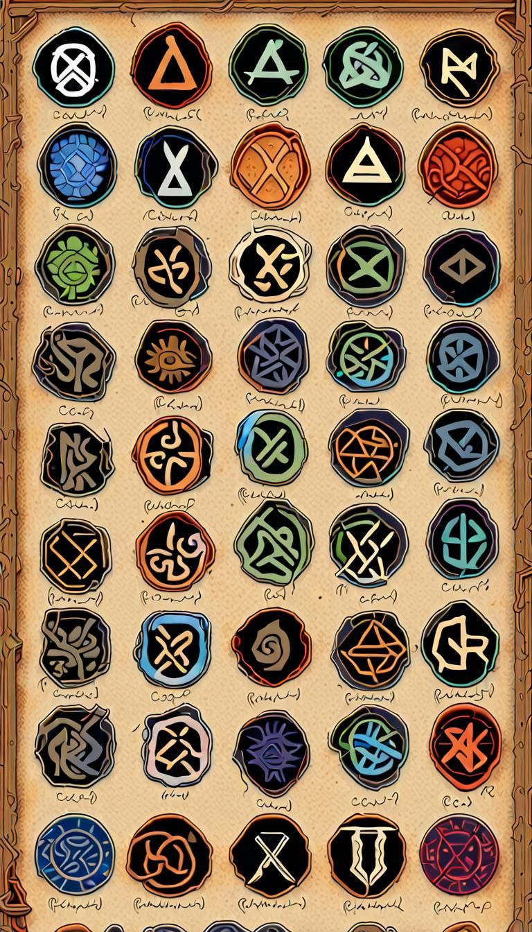 Set of Alien Rune Symbols in Geometric Abstract Art