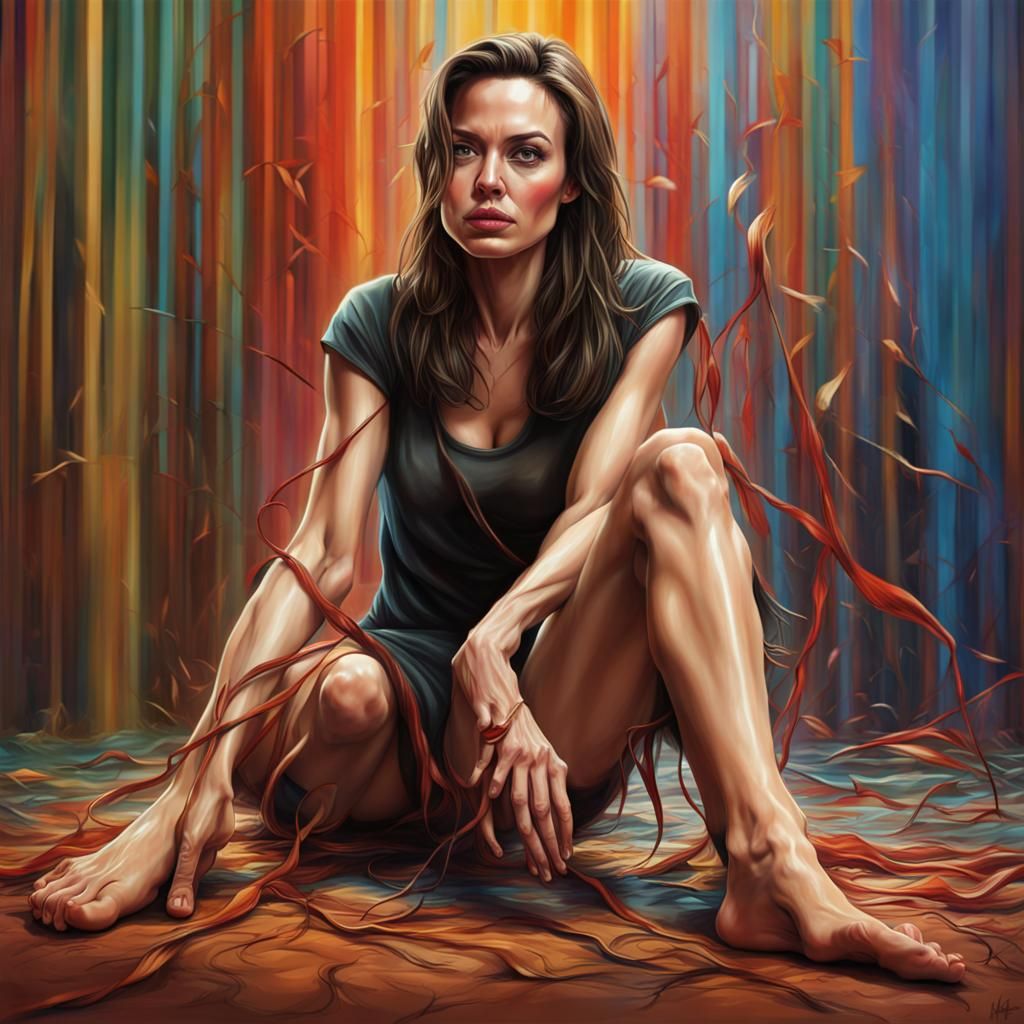 Hyperrealistic Feet Caning in Splash Art Style