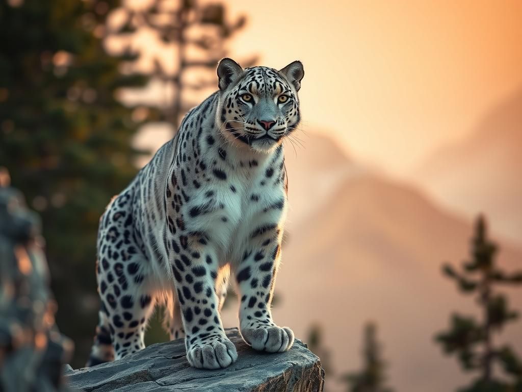 Snow Leopard in Himalayan Dawn: Wildlife Photography