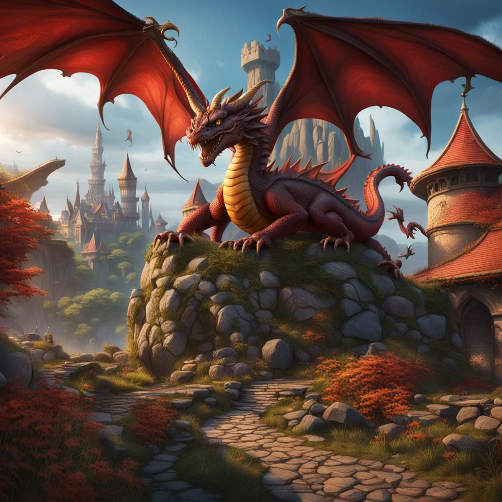 Fantastical Dragon Matte Painting in Deep Color