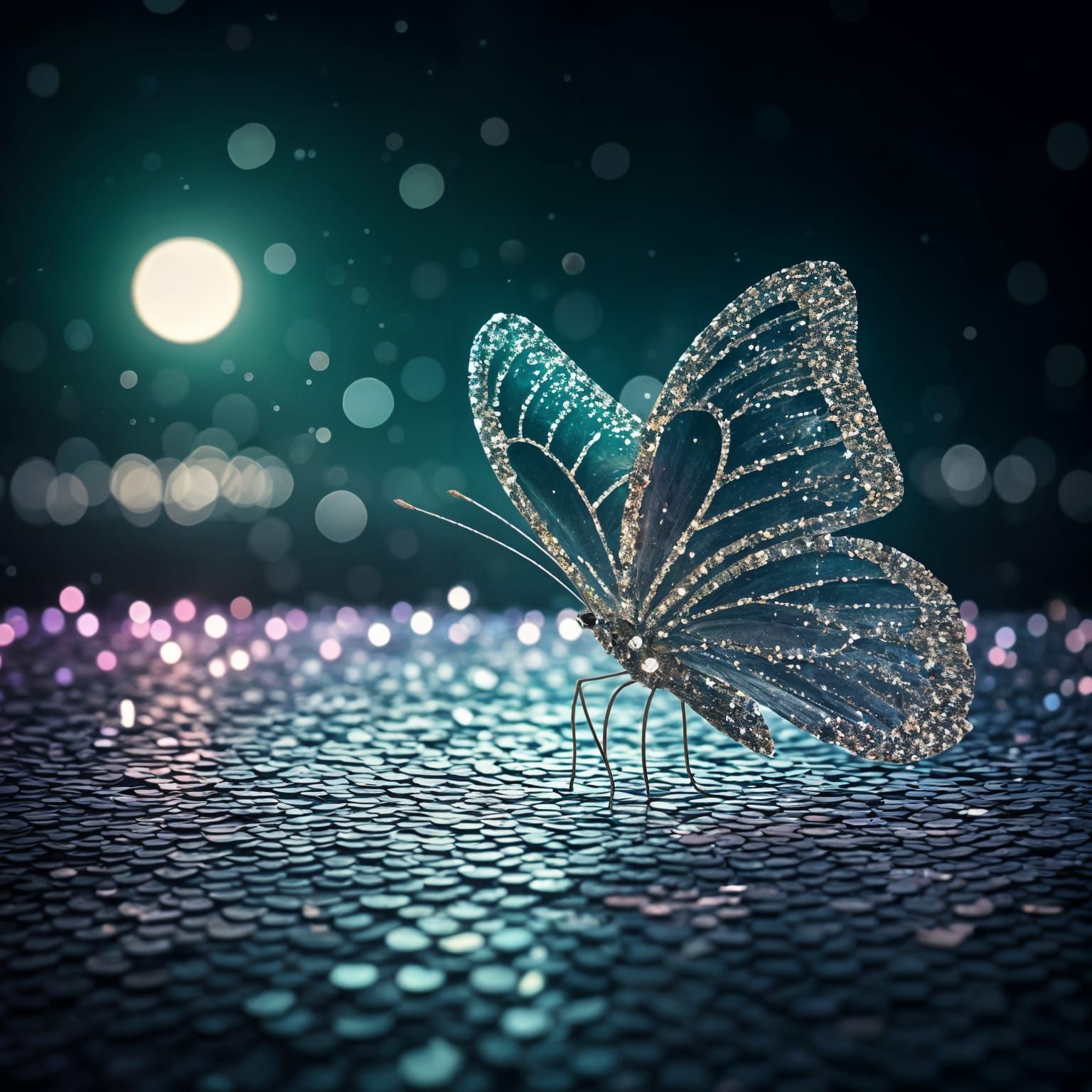 Crystal Butterfly in Midnight Garden
