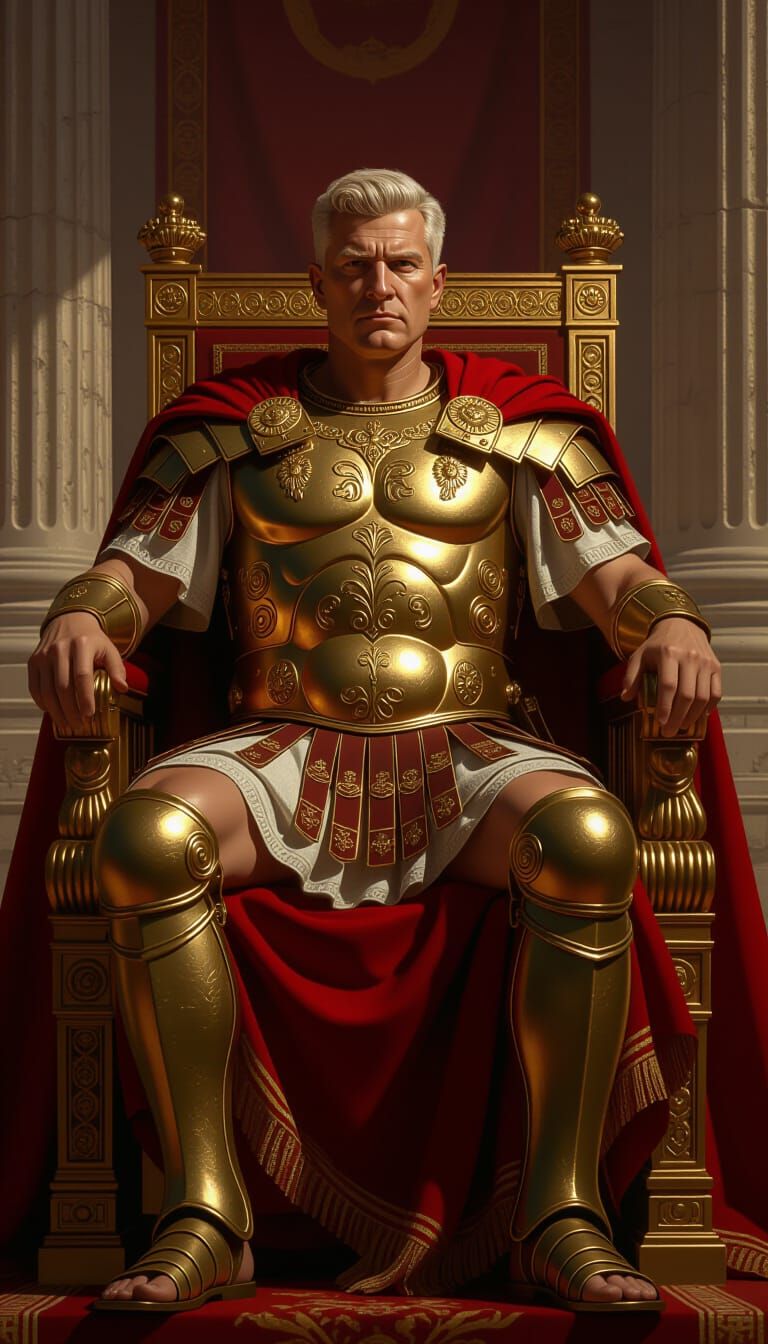 Emperor in Golden Armor on Throne