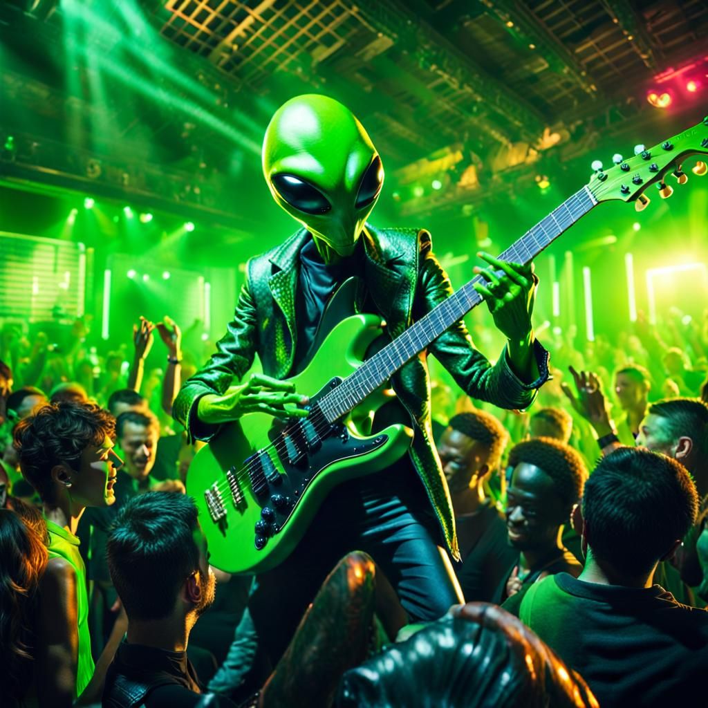 Alien Rocks Nightclub with Electric Guitar
