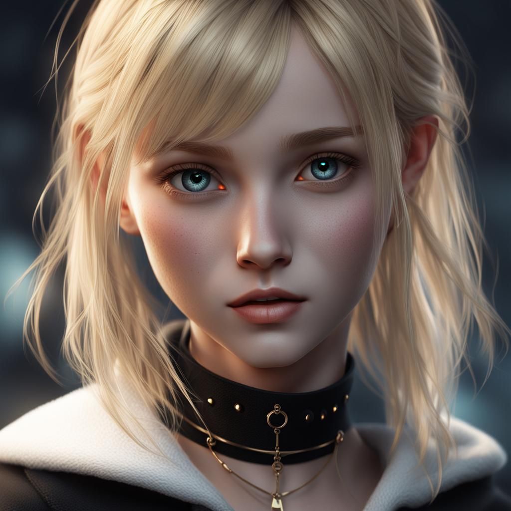 Blonde Girl with Choker: Ultra HD Realism