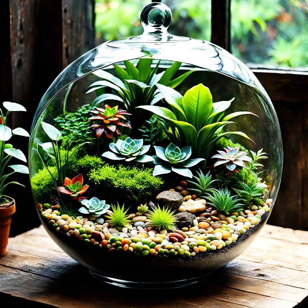 Lush AI-Generated Terrarium Ecosystem