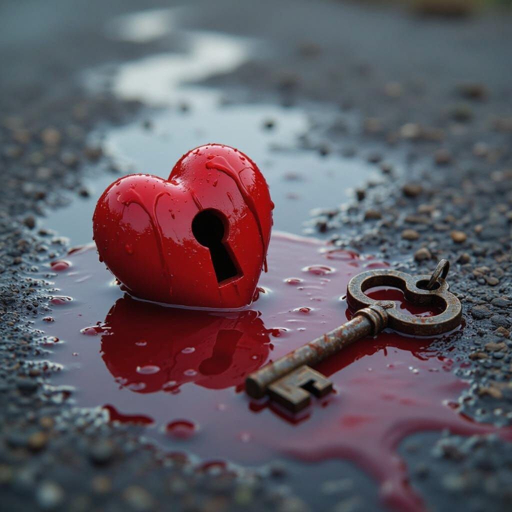 Bleeding Heart with Keyhole and Key, Futuristic Melancholy
