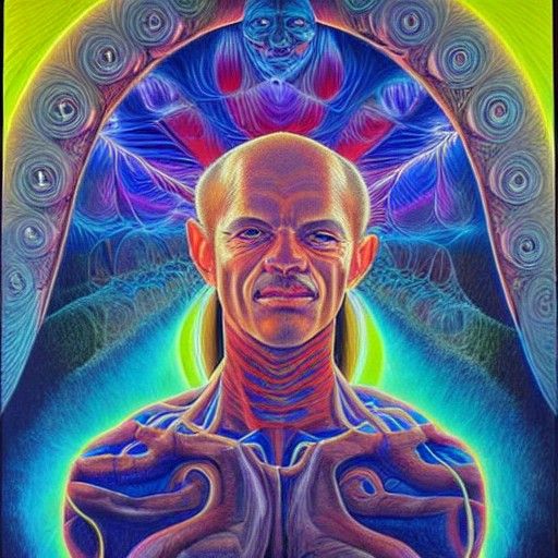 Visionary Art Oil Painting in Alex Grey Style