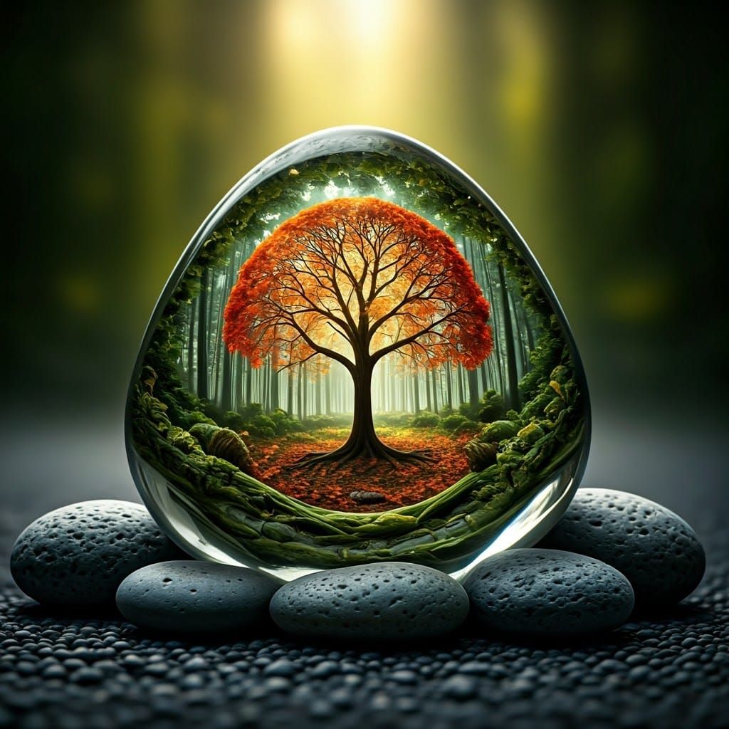 Natur im Gleichgewicht: Ein Baum im schützenden Tropfen”