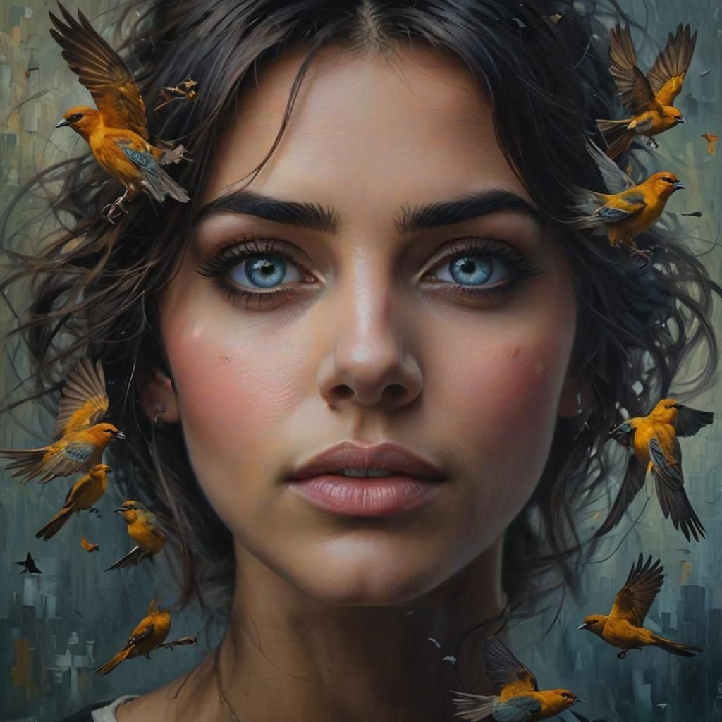 Captivating Portrait of Woman with Piercing Gaze