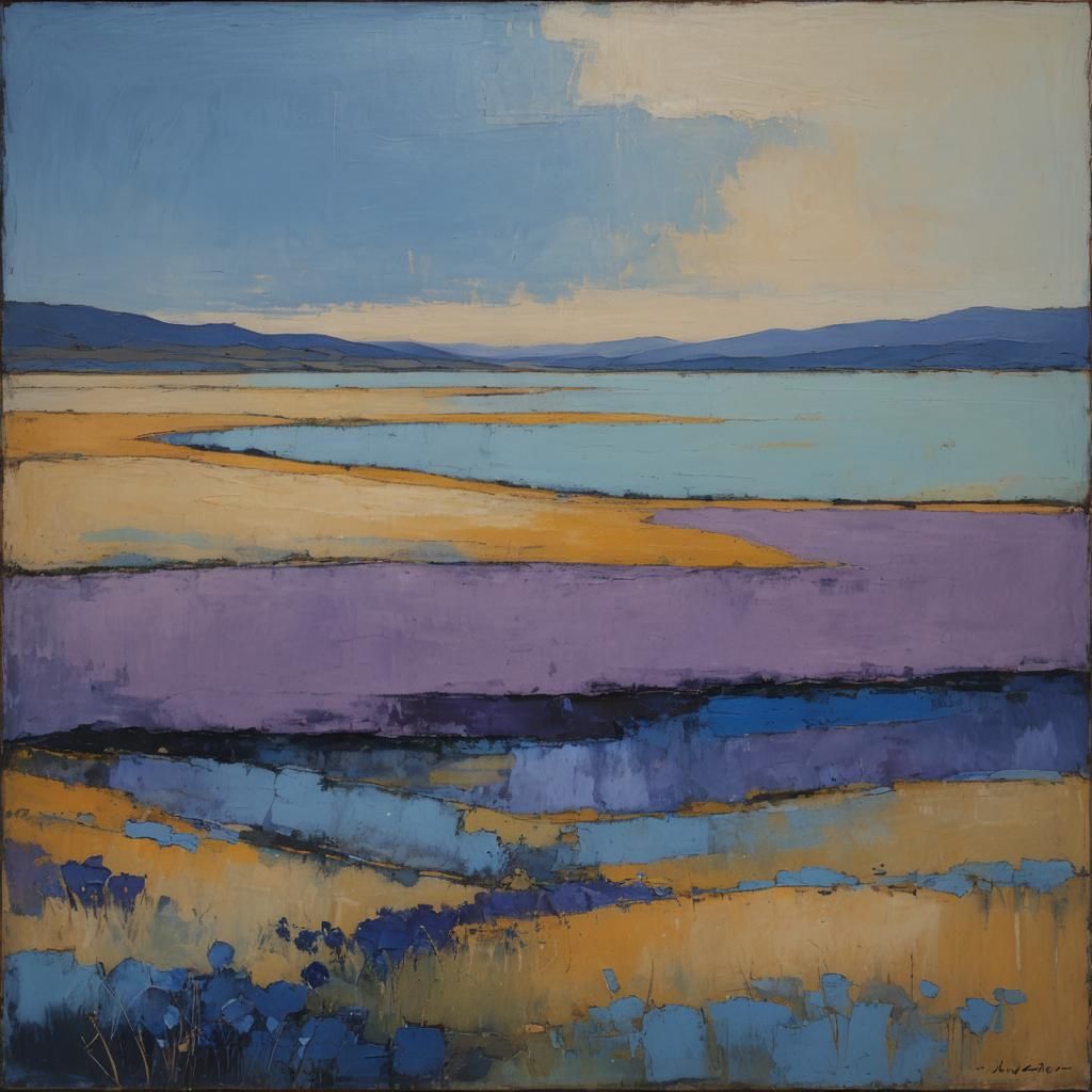 Abstract Hilly Meadow Ocean in Rothko Style