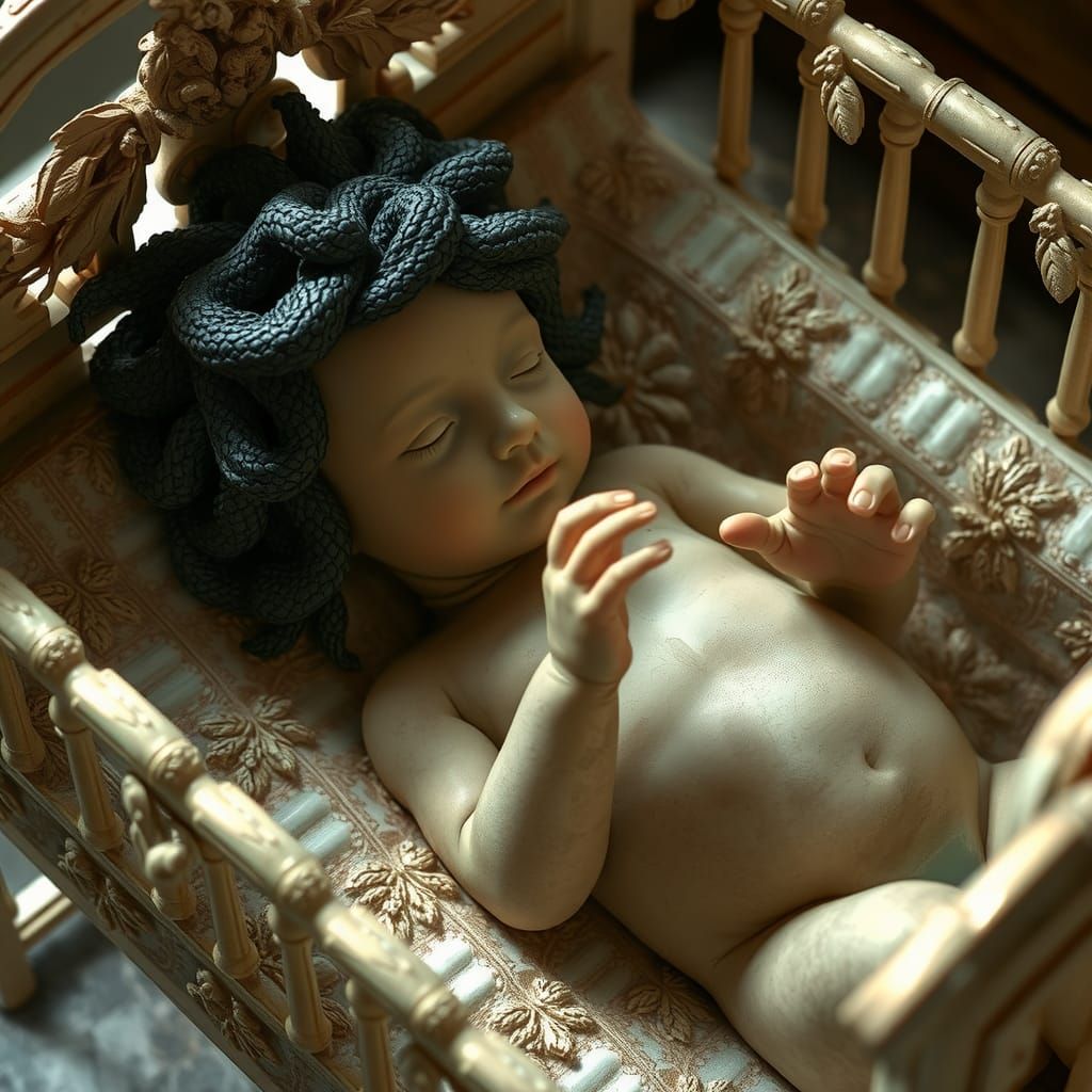 Baby Medusa Reaches for Stone Mother