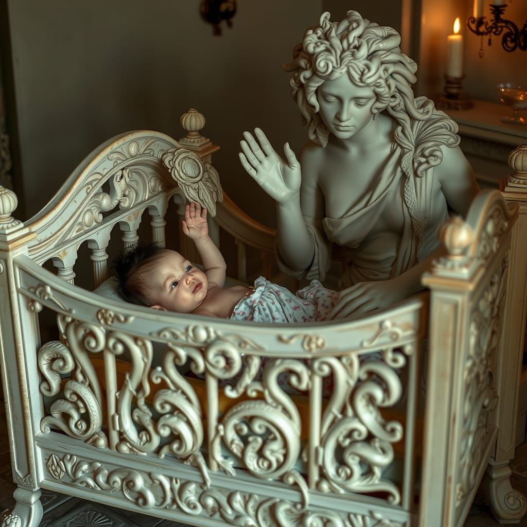 Baby Medusa Reaches for Stone Mother