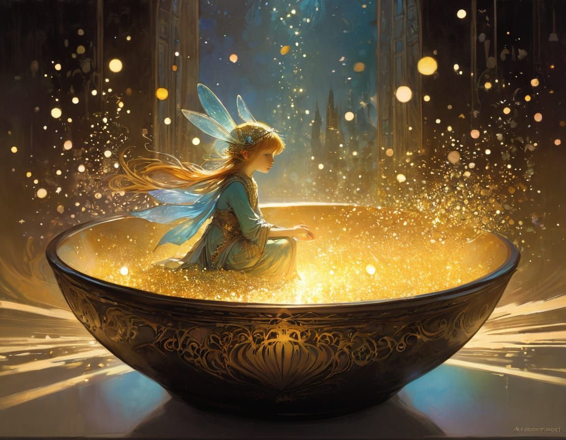 Enchanting Magical Dessert in Golden Light