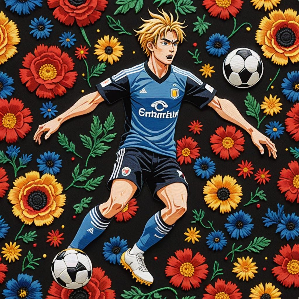 Intricate Anime Needlepoint embroidery super soccer ace winn...