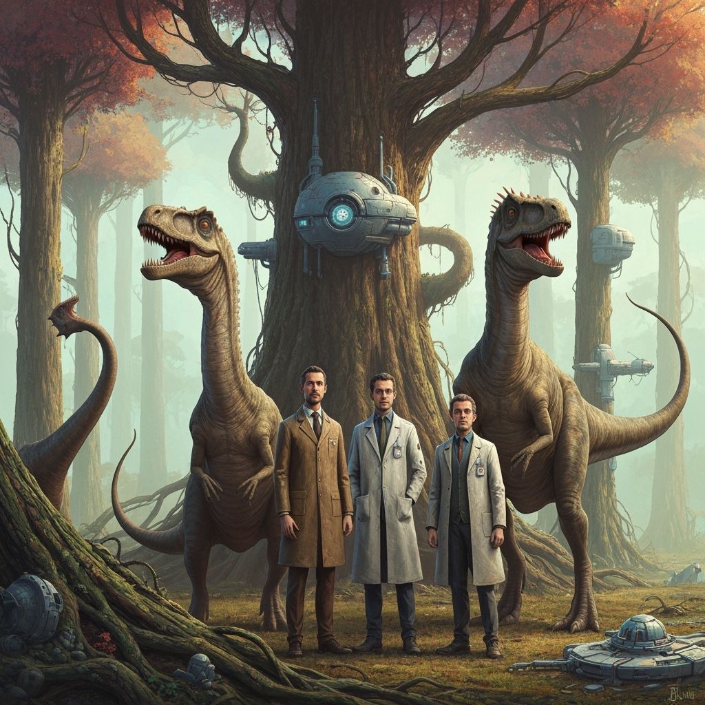 Dinosaurs and Scientists Unite in Fantastical Future Landsca...
