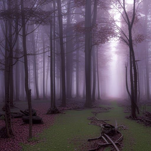 Eerie Cottagecore Twilight Landscape in Impressionist Style